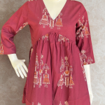 Warli Print Tunic Top- Maroon