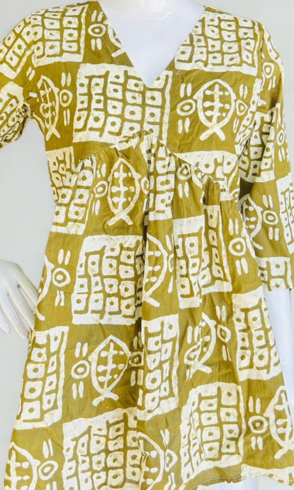 Adire Print Tunic Top- Green