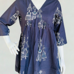 Warli Print Tunic Top- Blue