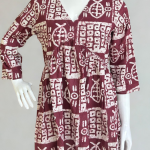 Adire Print Tunic Tops- Maroon
