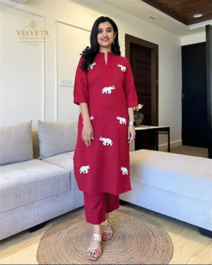 Heavy Rayon Elephant Printed Co ord Set