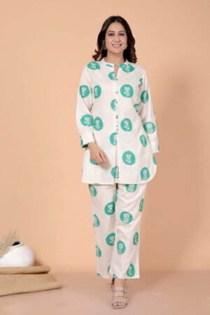 Jhumka Print Co ords -Green