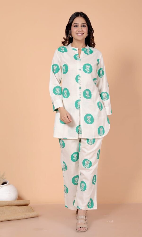 Jhumka Print Co ords -Green