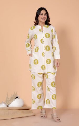 Jhumka Print Co ords - Apple Green