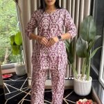 Ikkath Printed Short-top Co ords – Magenta
