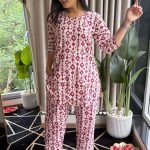 Ikkath Printed Short-top Co ords – Pink