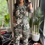 Ikkath Printed Short-top Co ords - Dark Green